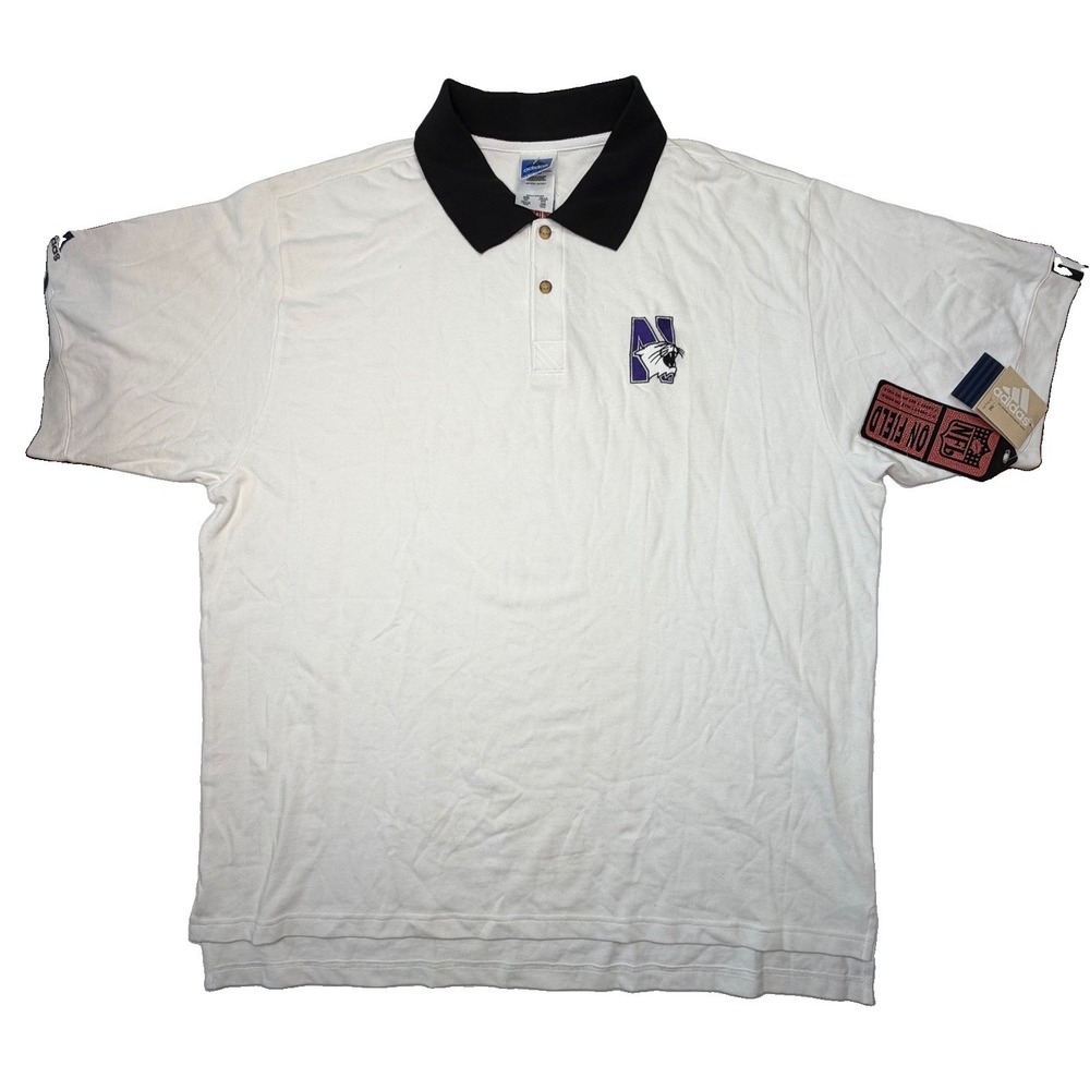 Vintage 1998 Adidas Northwestern Wildcats NW EQ Classic Polo 3XL NWT White
